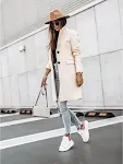 Autumn and winter simple long-sleeved button Nizi coat. Provides warmth and style with its comfortable design, perfect f — photo 6