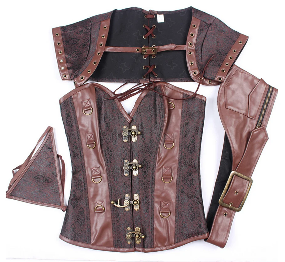 Title 10, Hof Gothic PU Retro Fashion Luxe Sexy Lock Corset