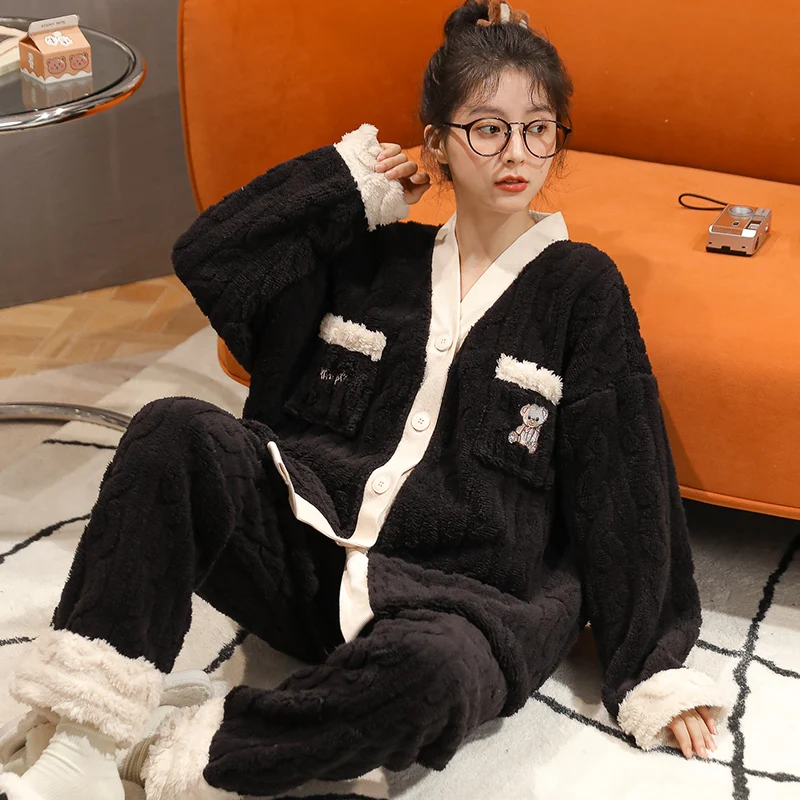 Koraalfleece pyjama, gewatteerd pak met lange mouwen — foto 17