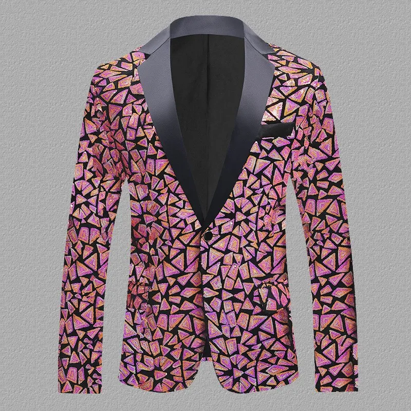Traje de performance masculino com lantejoulas de veludo, destaque no palco. Conforto e estilo para o artista. Perfeito para eventos e shows. — foto 5