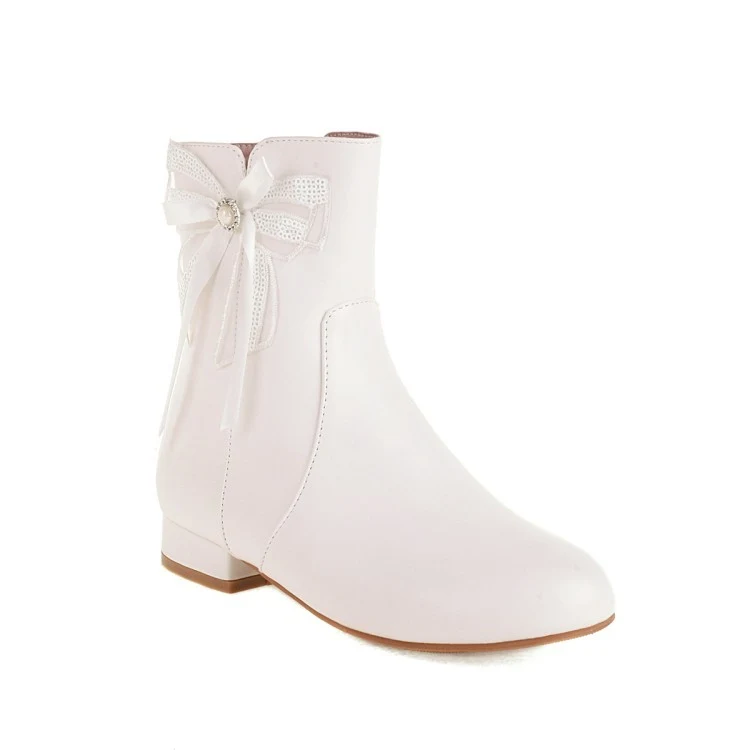 Botas femininas de cano médio plus size com laço e salto baixo, conforto e elegância para seus pés. — foto 1