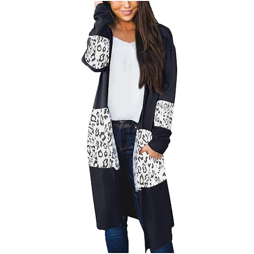 Title 2, Leopard Print Long Sleeve Pocket Jacket