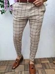 Heren skinny broek met ruit- en streepjesprint, casual en comfortabel, ideaal voor een relaxte en stijlvolle look. — foto 31