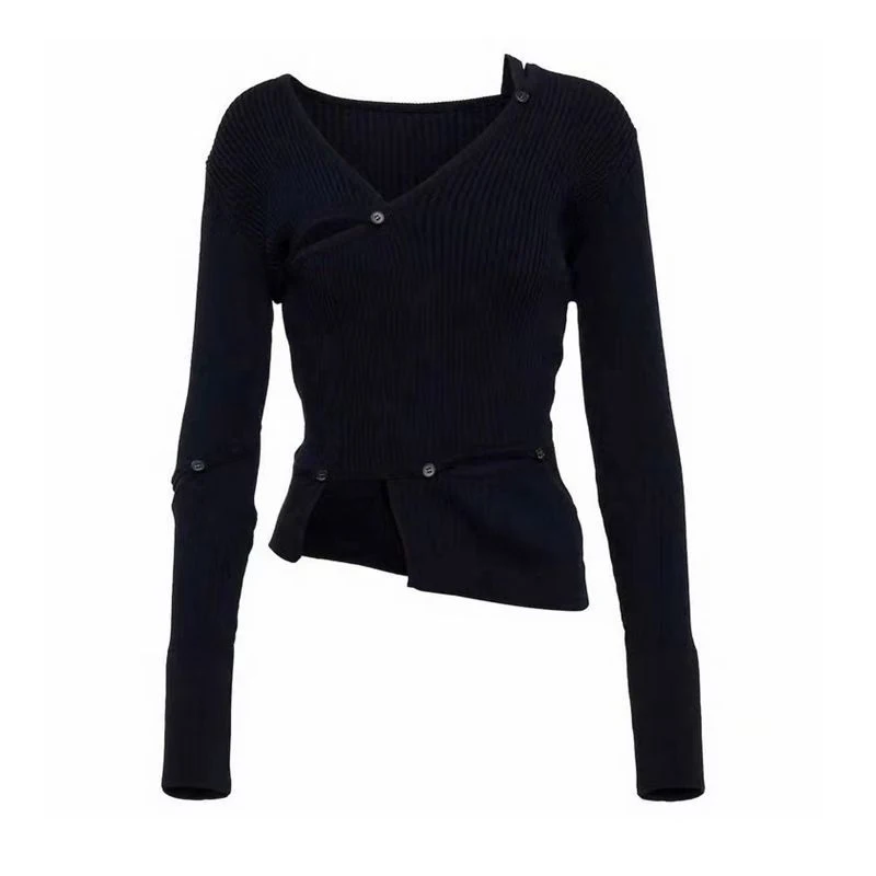 Title 4, Decorative Long Sleeve Knit Top Grey Skirt