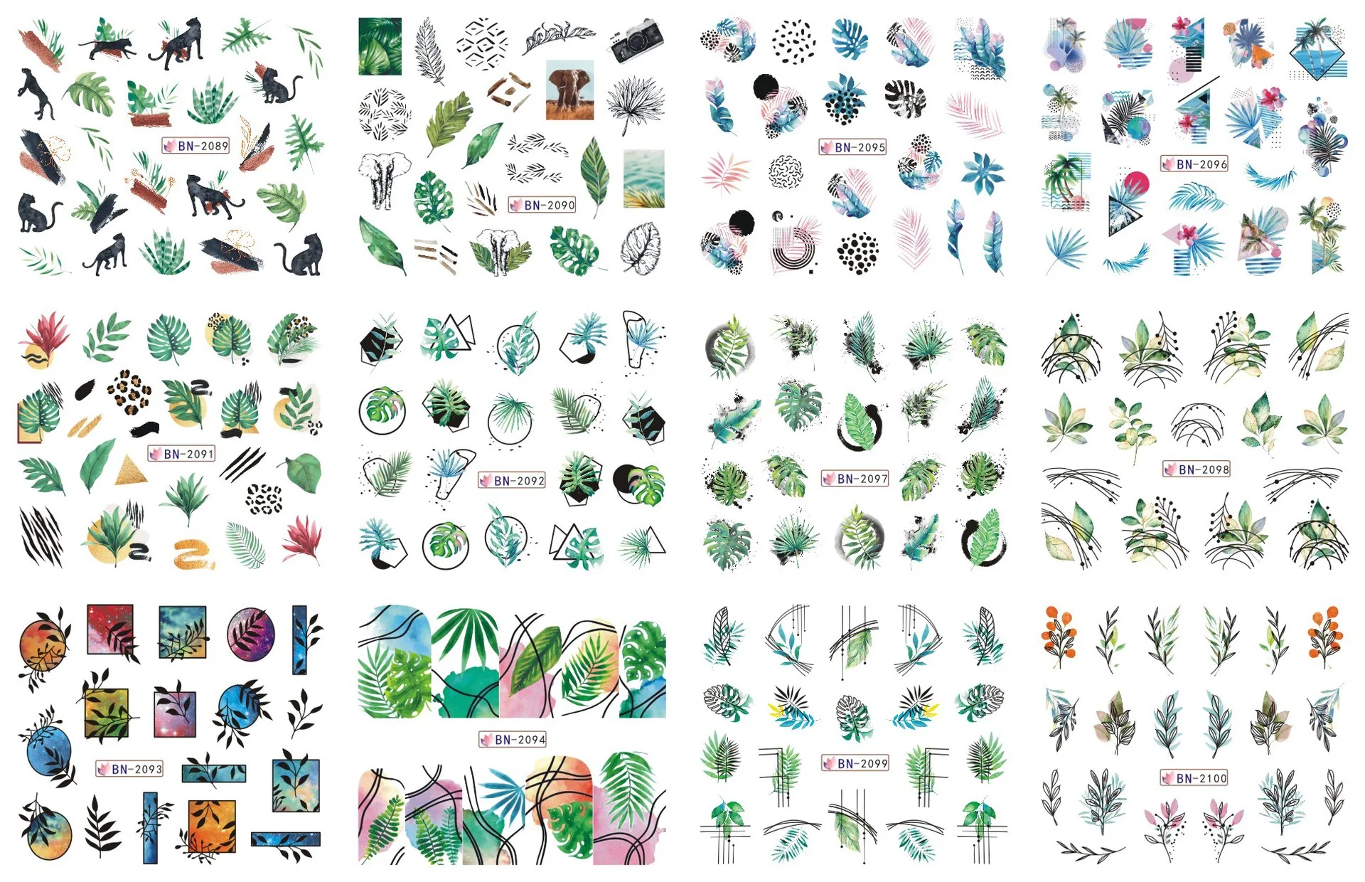 Nail Art Large Watermark Stickers Beach Tropical Rainforest Love Abstract Wholesale BN1957-2376, create stunning nail de — photo 15