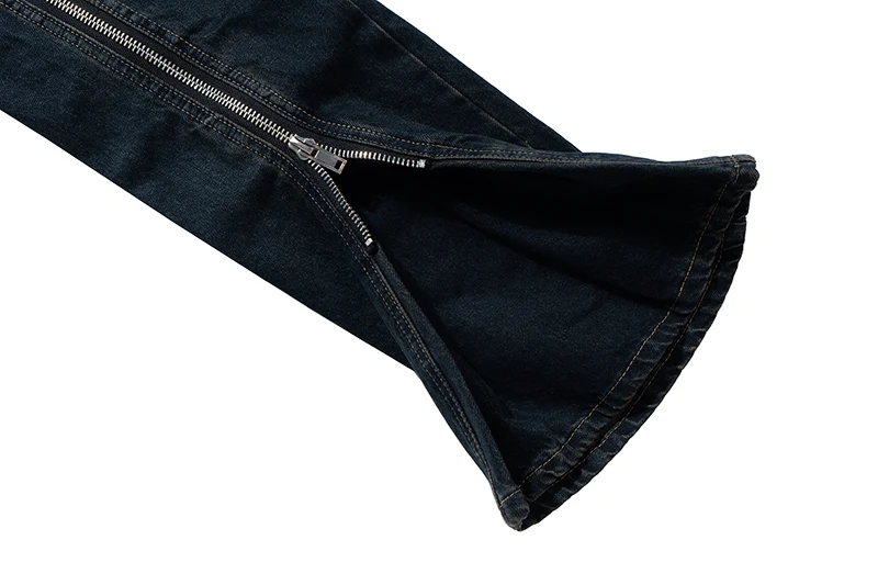 Title 15, Washed distressed double-open loose zip flared ...