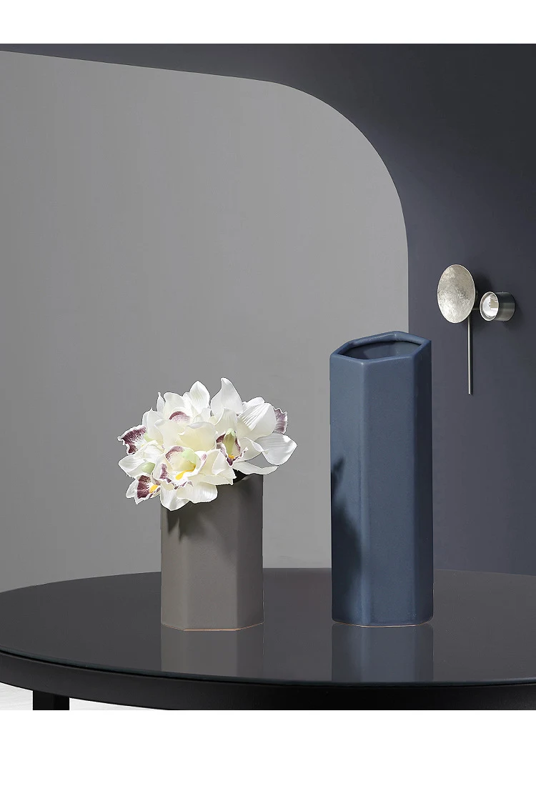Title 7, Geometric style hexagonal ceramic glazed vase, ...