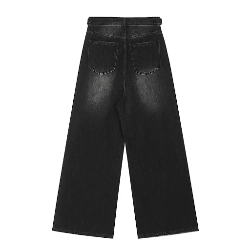 Title 2, Jeans masculinas fashion com rasgos e perna lar...