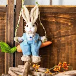 Pingente decorativo de coelho com balanço de palha pastoral, perfeito para decoração charmosa e rústica, ideal para casa. — foto 13
