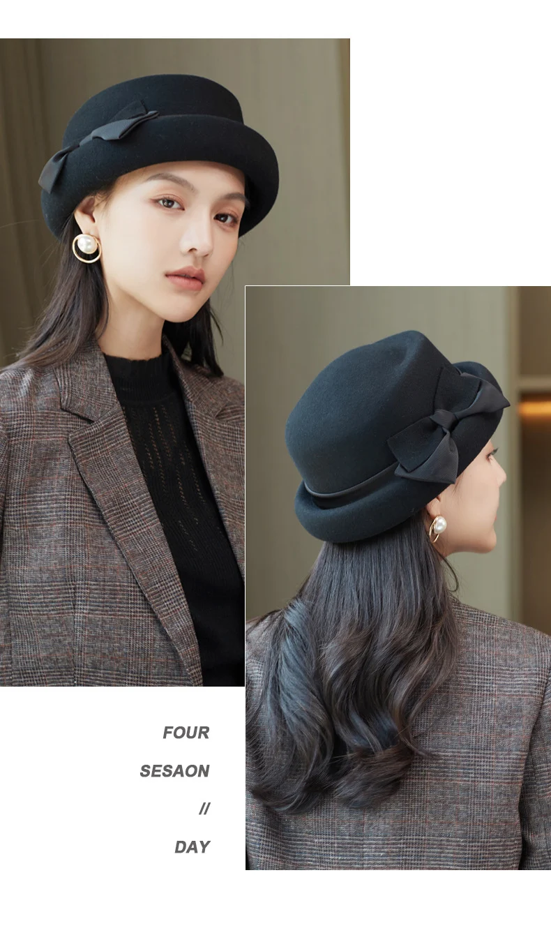 Title 6, Womens Warm Woolen Felt Cloth Top Hat
