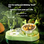 Ceramic Double Cat Bowl with Automatic Water Dispenser. Provides fresh food and water. Convenient and stylish design, pe — photo 1