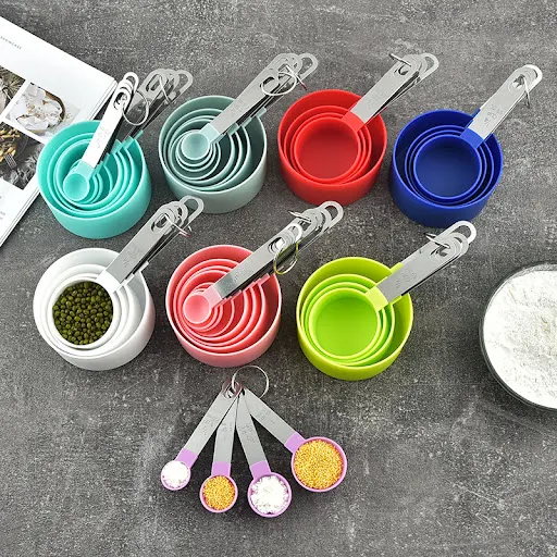 Title 2, Stainless steel handle plastic measuring cup, t...