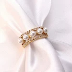Anel de aço inoxidável com pérola e diamante, estilo coreano, para um toque elegante e delicado. Perfeito para presentear ou usar no dia a dia. — foto 9