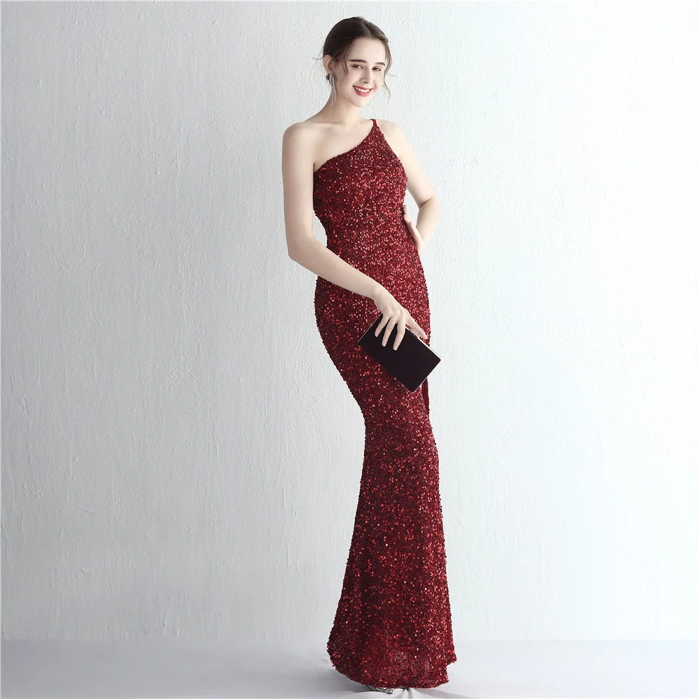 Title 5, Handmade Beaded Single-Shoulder Sequin Fishtail...