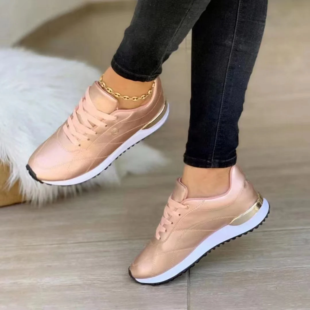 Women's thick-soled round toe lace-up sports shoes, simple and comfortable design, perfect for active lifestyles and eve — photo 3