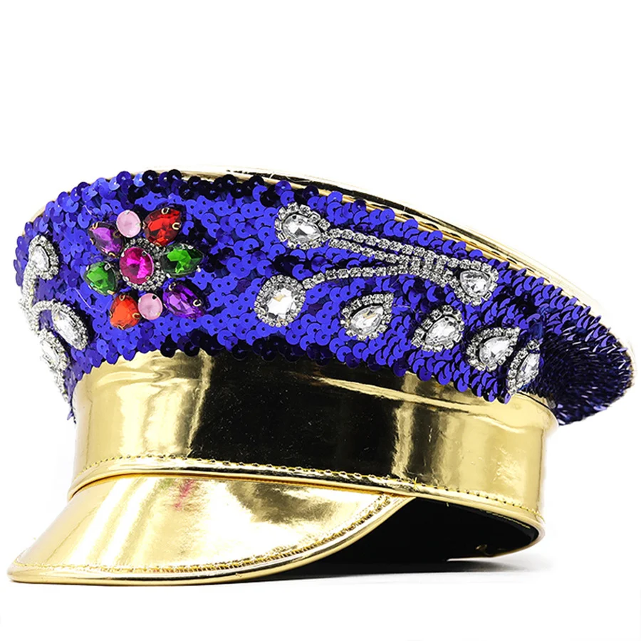 Title 6, Leather Rhinestone All-match Diamond Crown Navy...