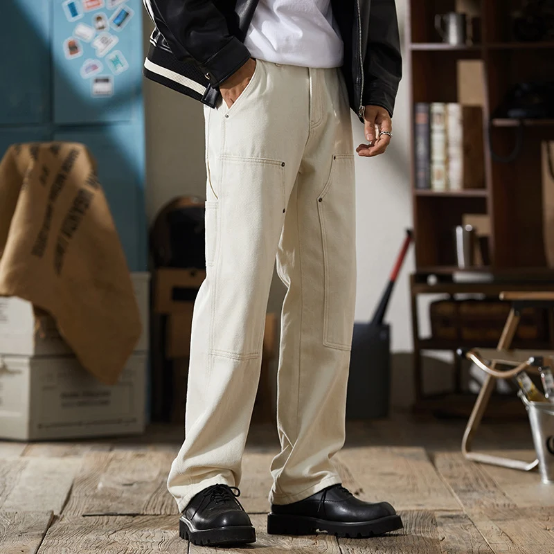 Title 4, Fashionable mens patchwork cargo jeans, trendy...