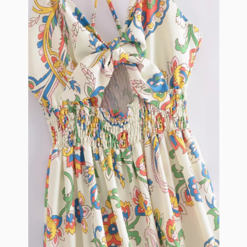 Title 5, Ethnic Style Printed Back Strap Dress