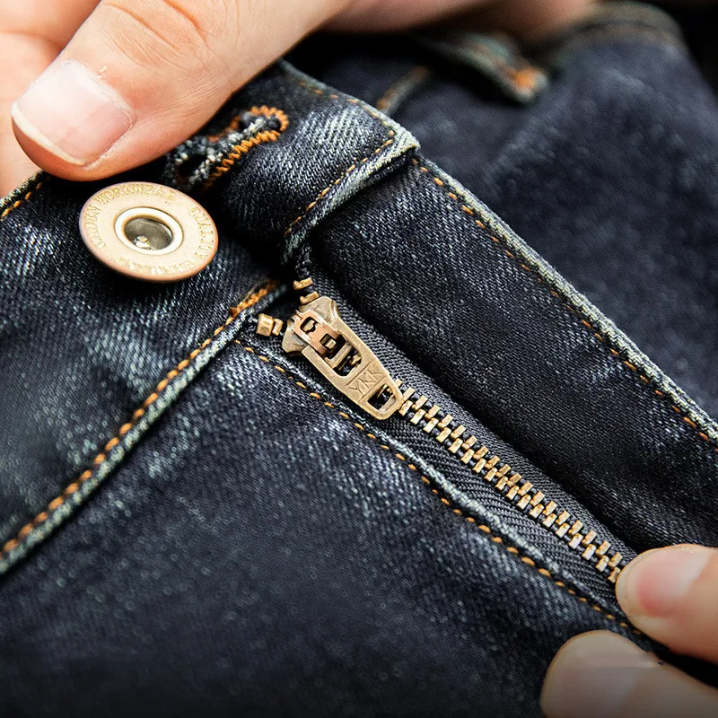 Title 5, Jeans rectos lavados de moda para hombre Ajuste...