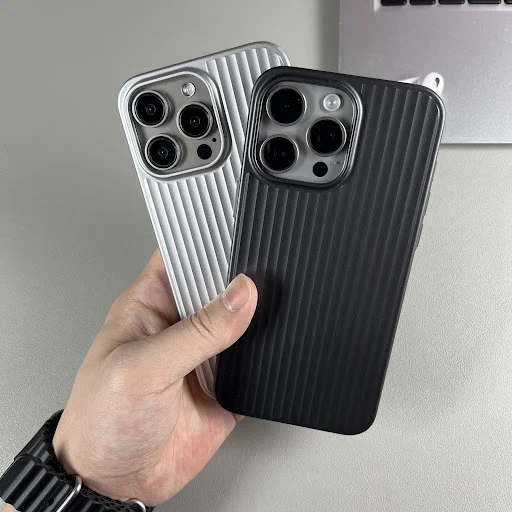 Title 6, Metal Corrugated Grating Skin Frosted Phone Cas...