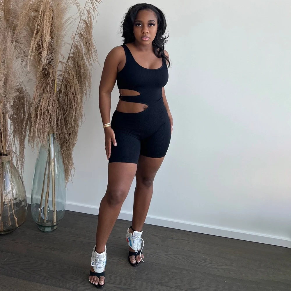 Title 8, Summer Streetwear Bodycon Brown Sleeveless Romper