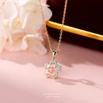 Colar de prata esterlina S925 com flor de pêssego giratória para mulheres, estilo japonês doce, joia encantadora, presente perfeito para ocasiões especiais. — foto 7