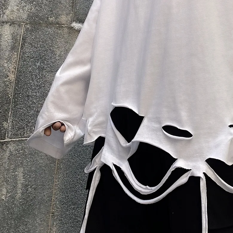 Title 7, Solid Color Hole Inner Mid-length Long-sleeved ...