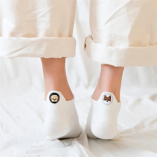 Title 9, Invisible socks embroidered with dog heel desig...