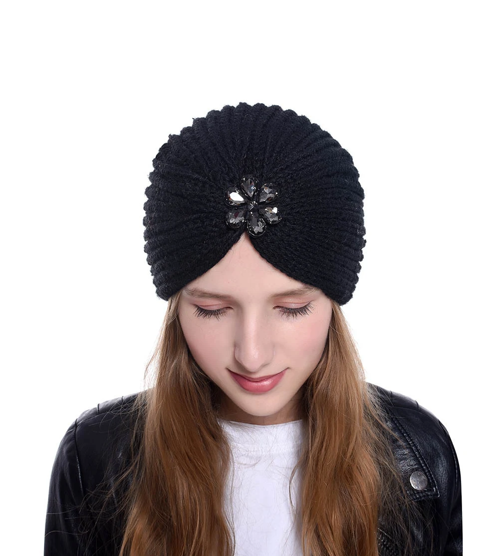Title 12, Woolen Hat, Flower, Diamond, Knit Hat, European...