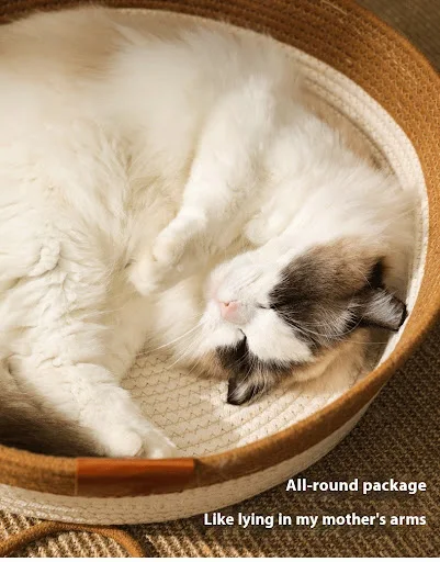 Title 8, Cotton string stitching cute woven cat nest mat...