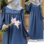 Effen kleur vezelige zelfkant Pullover losse lange jurk — foto 19