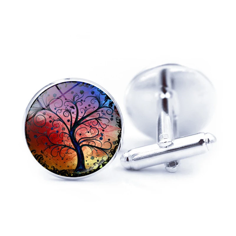 Abotoaduras Time Stone Árvore da Vida Simples. Um acessório elegante para homens. Simboliza crescimento, conexão e harmonia, perfeito para todas as ocasiões. — foto 6