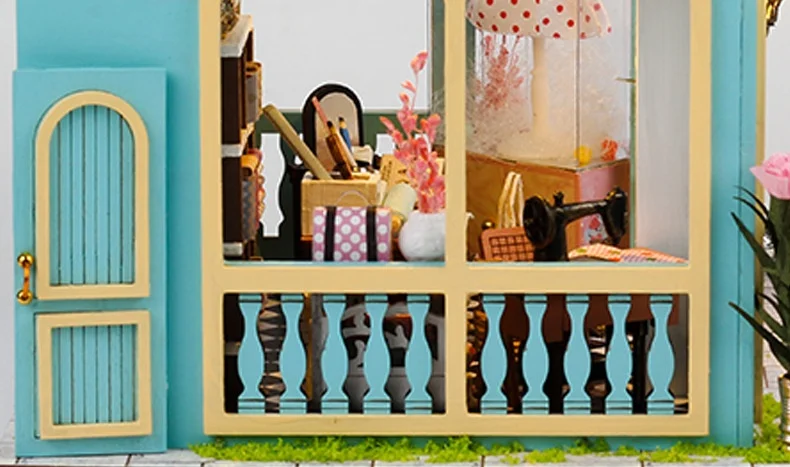 Casa Pequena em Miniatura Loja de Alfaiate Feita à Mão DIY Brinquedo Modelo de Edifício de Chalé Construa sua loja e divirta-se com este DIY criativo. — foto 18