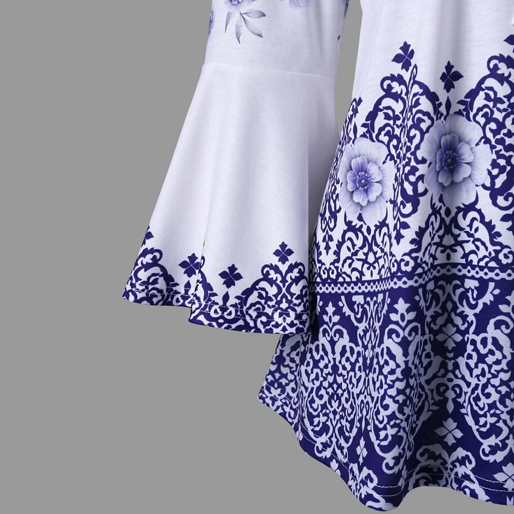 Title 7, Womens Ethnic Style Printed Loose Casual Long ...