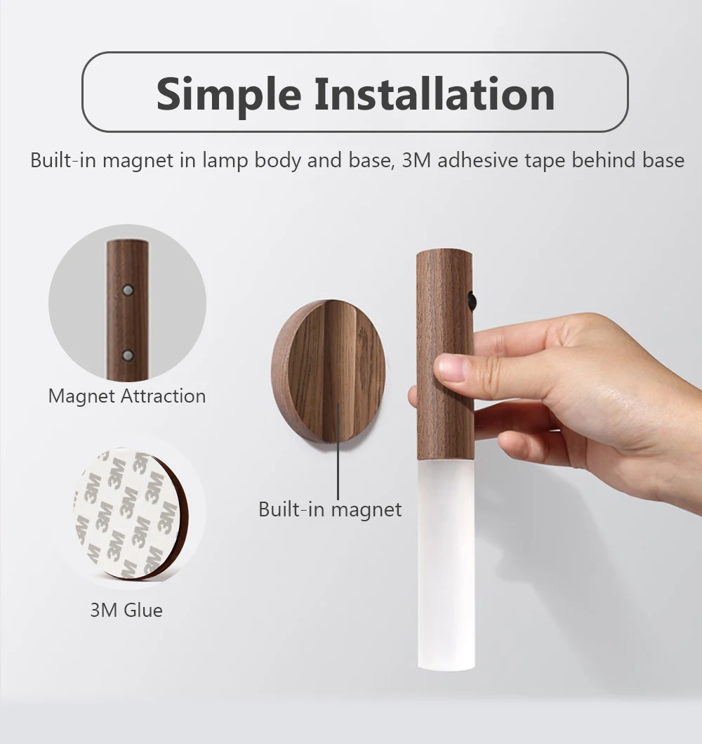 Title 5, Auto LED USB Magnetic Wood Wireless Night Light...