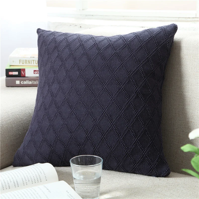 Fronha de travesseiro de malha cor sólida estilo pastoral europeu. Adicione conforto e elegância à sua decoração, maciez e toque agradável. — foto 10