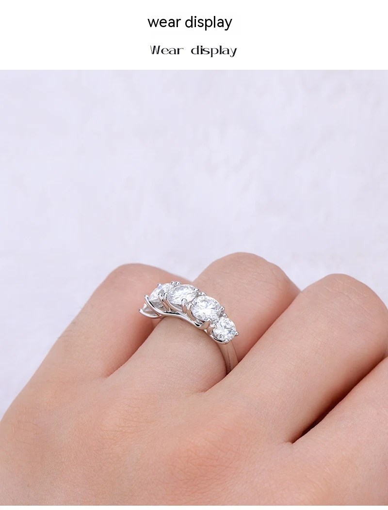 Title 6, Anel de moissanita de prata 925 com estilo luxo...
