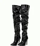 Black patent leather high top zip stiletto heel women's boots, providing a bold and stylish statement, perfect for any o — photo 4