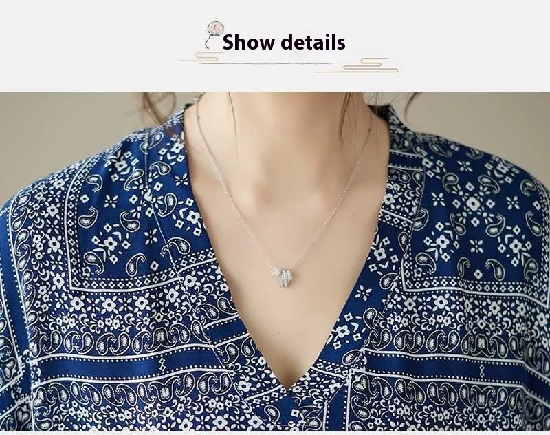 Title 17, Floral vacation style travel V-neck retro cotto...