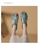 Sandálias Femininas Casuais Costura Antiderrapante Leve Macia Sola Tendão Plus Size Retro — foto 5