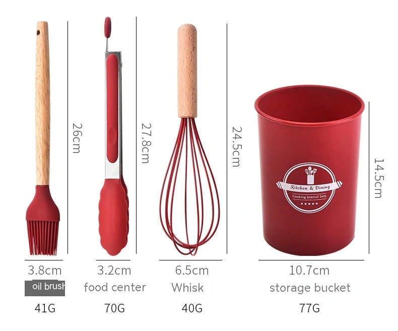 12-Piece Silicone Kitchenware Set Household Silicone Spatula Set Heat Resistant Nonstick Easy to Clean Essential Cooking — photo 15