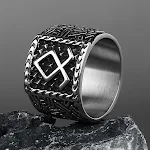 Anel de Runas Criativo Masculino, Moda Exclusiva. Design autêntico para homens que buscam estilo e sofisticação. Um acessório marcante. — foto 10