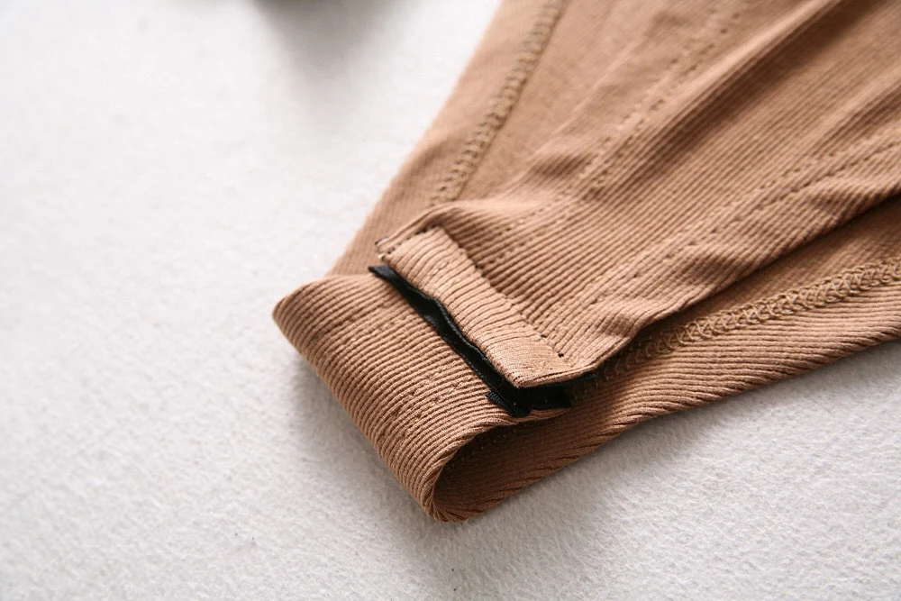 Title 13, Solid color stretch slim square neck long sleev...