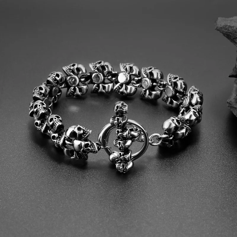 Pulseira punk gótica vintage masculina Enfeite de design exclusivo Acessório de moda robusto e elegante Perfeita para um estilo rebelde e ousado — foto 11