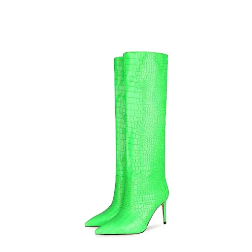 Title 5, Salto alto stiletto verde fluorescente com bico...