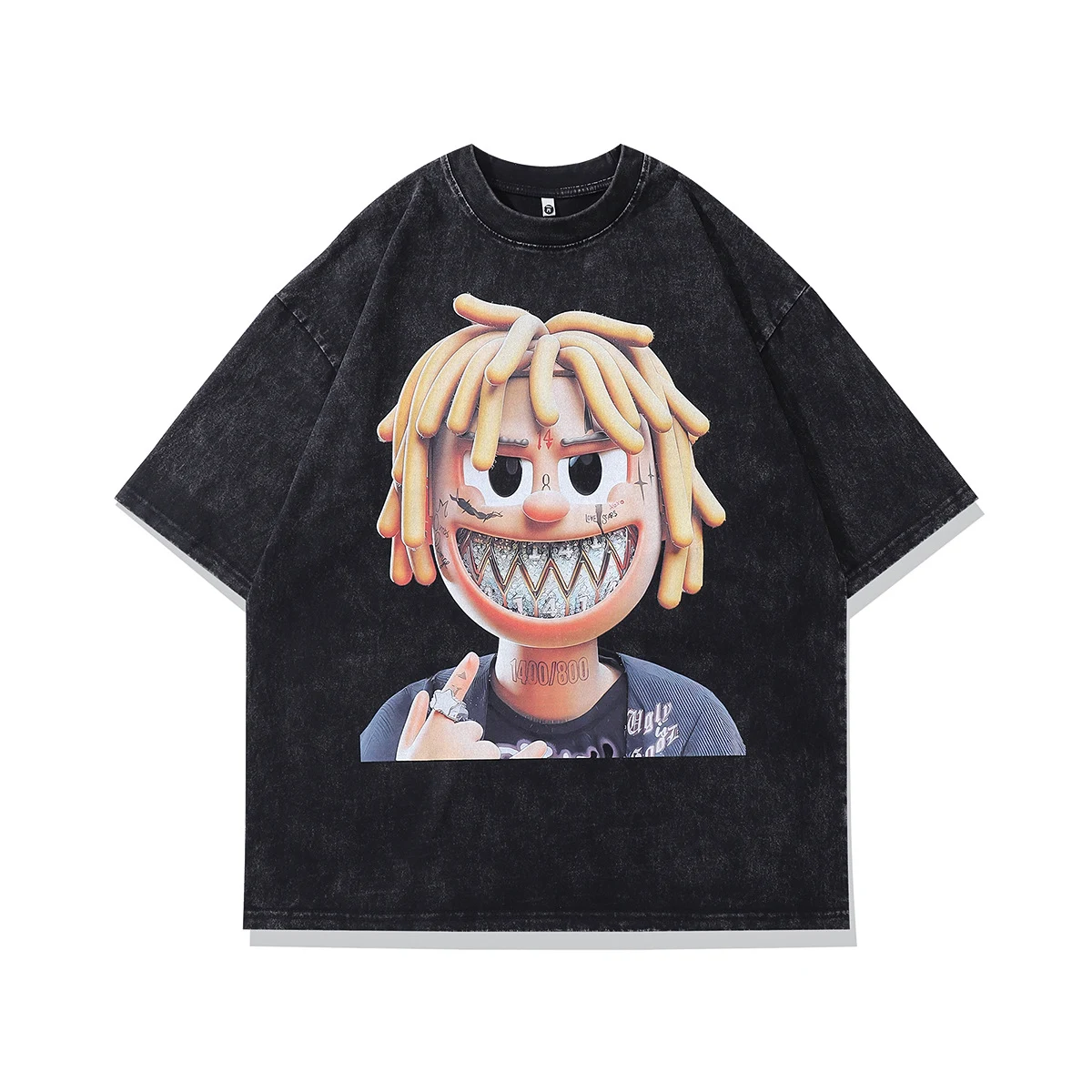 Retro Cartoon Printed Loose Round Neck Short Sleeve T-shirt. Comfortable and stylish, perfect for everyday wear and a to — photo 13