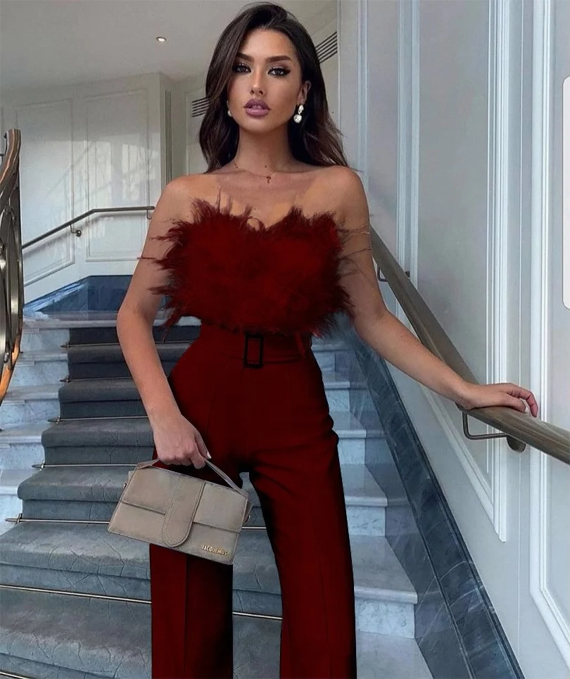 Title 21, Feather Tube Top Sexy Mode Jumpsuit