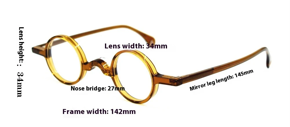 Title 6, Retro Small Round Plate 34mm Glasses Frame — Vi...