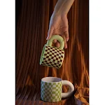 Milk Fufu Retro Checkerboard Ceramic Coffee Milk Water Mug Gift. Enjoy your favorite drinks in style with this unique an — photo 3