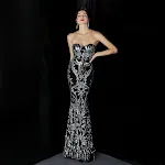 Sequined Long Dress Skirt Prom Party Celebration Evening Dress Shine at your special event with this elegant, shimmering — photo 1